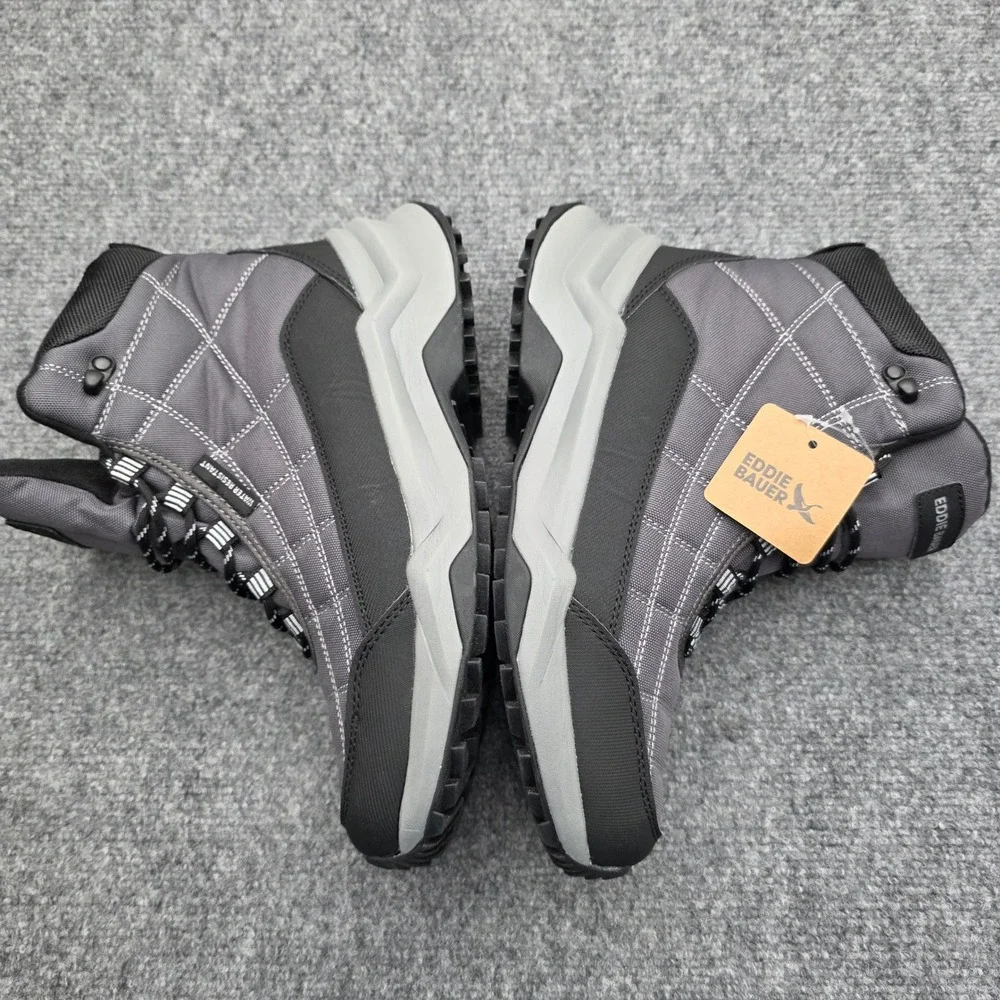 Eddie Bauer Hosmer Mens Size 9 Grey Quilted Hiking Boots Water Resistant Outdoor